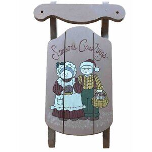 Mr Mrs Santa Claus Painted On Sled Wood Wall Holidays Table Seasonal Décor